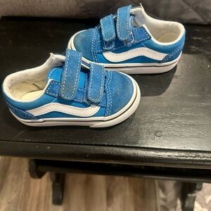 Vans Blue and White Velcro Sneakers